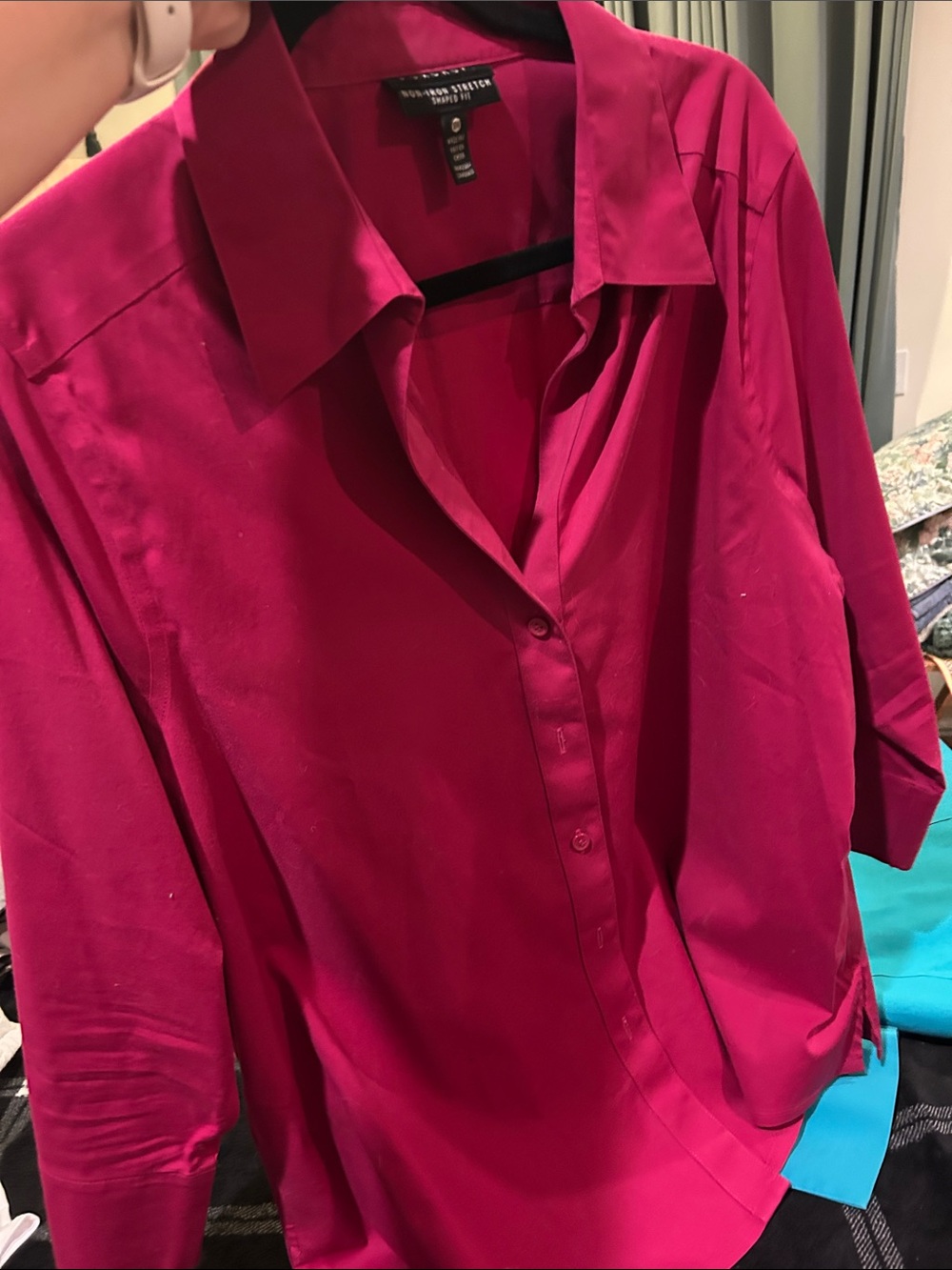 Foxcroft Button-Down Stretch Shirt in Fuchsia